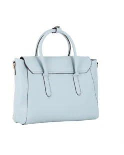 SOLO SOPRANI - Borsa due manici jeans con patta, tracolla removibile