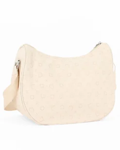 SOLO SOPRANI - Borsa mezzaluna beige con tasca frontale e tracolla regolabile