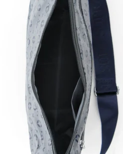 SOLO SOPRANI - Borsa mezzaluna blu jeans con tasca frontale e tracolla regolabile