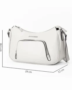 SOLO SOPRANI - Borsa mezzaluna bianca con tasca frontale