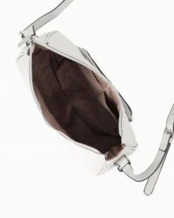 SOLO SOPRANI - Borsa mezzaluna bianca con tasca frontale