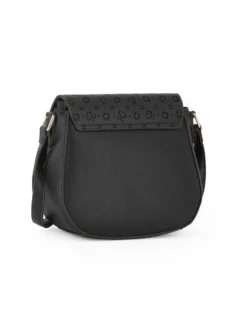 SOLO SOPRANI - Borsa nera con patta loggata e tracolla