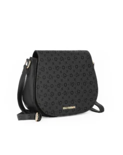 SOLO SOPRANI - Borsa nera con patta loggata e tracolla