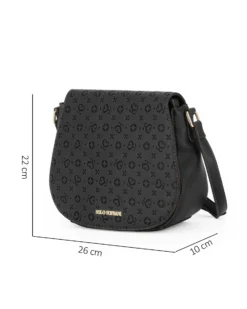 SOLO SOPRANI - Borsa nera con patta loggata e tracolla