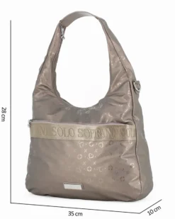 SOLO SOPRANI - Borsa sacca bronzo con tasca frontale, tracolla removibile
