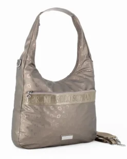 SOLO SOPRANI - Borsa sacca bronzo con tasca frontale, tracolla removibile