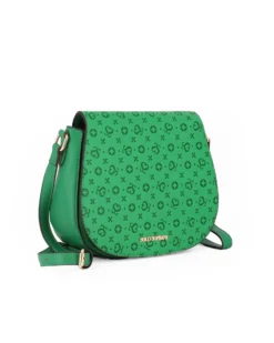 SOLO SOPRANI - Borsa verde con patta loggata e tracolla
