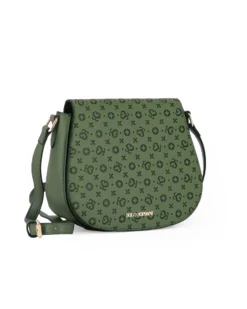 SOLO SOPRANI - Borsa verde con patta loggata e tracolla