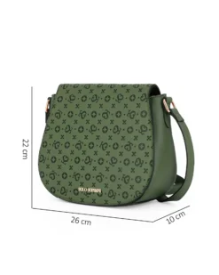 SOLO SOPRANI - Borsa verde con patta loggata e tracolla