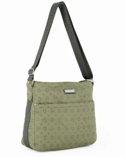 SOLO SOPRANI - Borsa verde con tracolla regolabile e zip frontale orizzontale