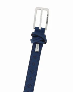 SOLO SOPRANI - Cinta blu loggata da donna con fodera in VERA PELLE