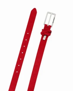 SOLO SOPRANI - Cinta rossa loggata da donna con fodera in VERA PELLE