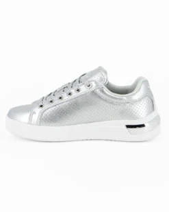 SOLO SOPRANI COUTURE - Sneakers argento traforata con lacci e zip laterale