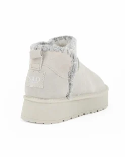 SOLO SOPRANI COUTURE - Stivaletto grigio in VERA PELLE con pelliccetta interna