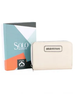 SOLO SOPRANI - Portafoglio beige loggato con due scomparti principali