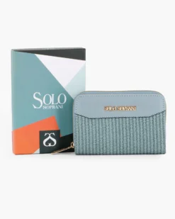 SOLO SOPRANI - Portafoglio jeans plissettato con due scomparti principali