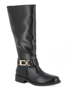 SOLO SOPRANI - Stivale nero con zip laterale e cinturino con morsetto, tacco 3CM