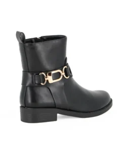 SOLO SOPRANI - Stivaletto nero con zip laterale e cinturino con morsetto, tacco 3CM