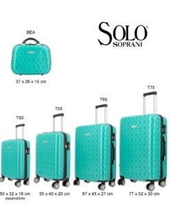 SOLO SOPRANI - TROLLEY ABS TURCHESE SIMBOLI LOGO CON QUATTRO RUOTE DOPPIE