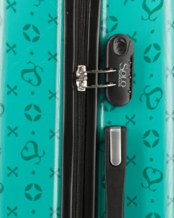 SOLO SOPRANI - TROLLEY ABS TURCHESE SIMBOLI LOGO CON QUATTRO RUOTE DOPPIE