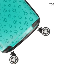 SOLO SOPRANI - TROLLEY ABS TURCHESE SIMBOLI LOGO CON QUATTRO RUOTE DOPPIE