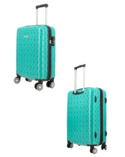 SOLO SOPRANI - TROLLEY ABS TURCHESE SIMBOLI LOGO CON QUATTRO RUOTE DOPPIE
