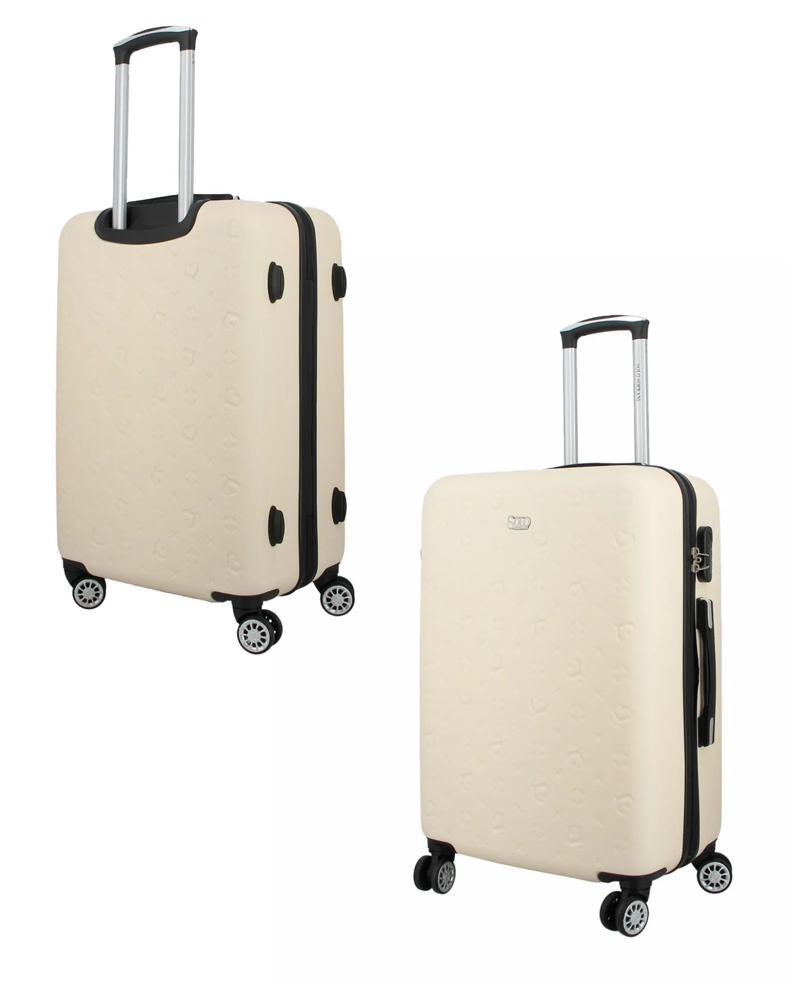 SOLO SOPRANI - TROLLEY BEIGE IN ABS 4 RUOTE DOPPIE CON STAMPA LOGO