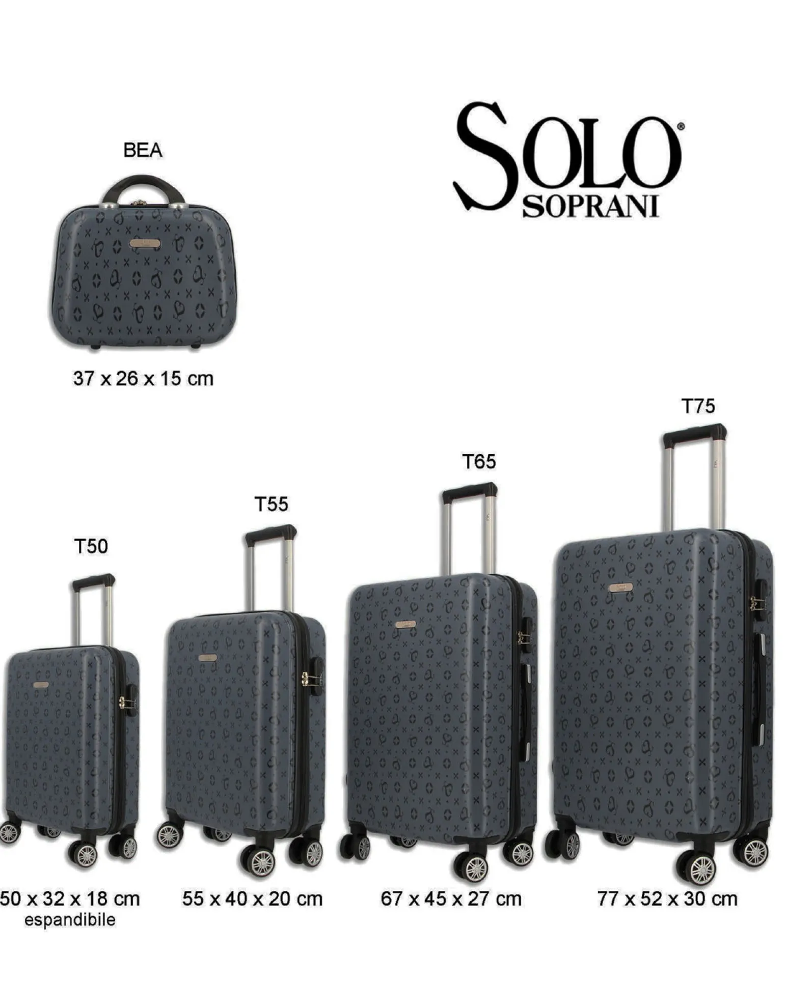 SOLO SOPRANI - TROLLEY BLU LOGGATO IN ABS 4 RUOTE