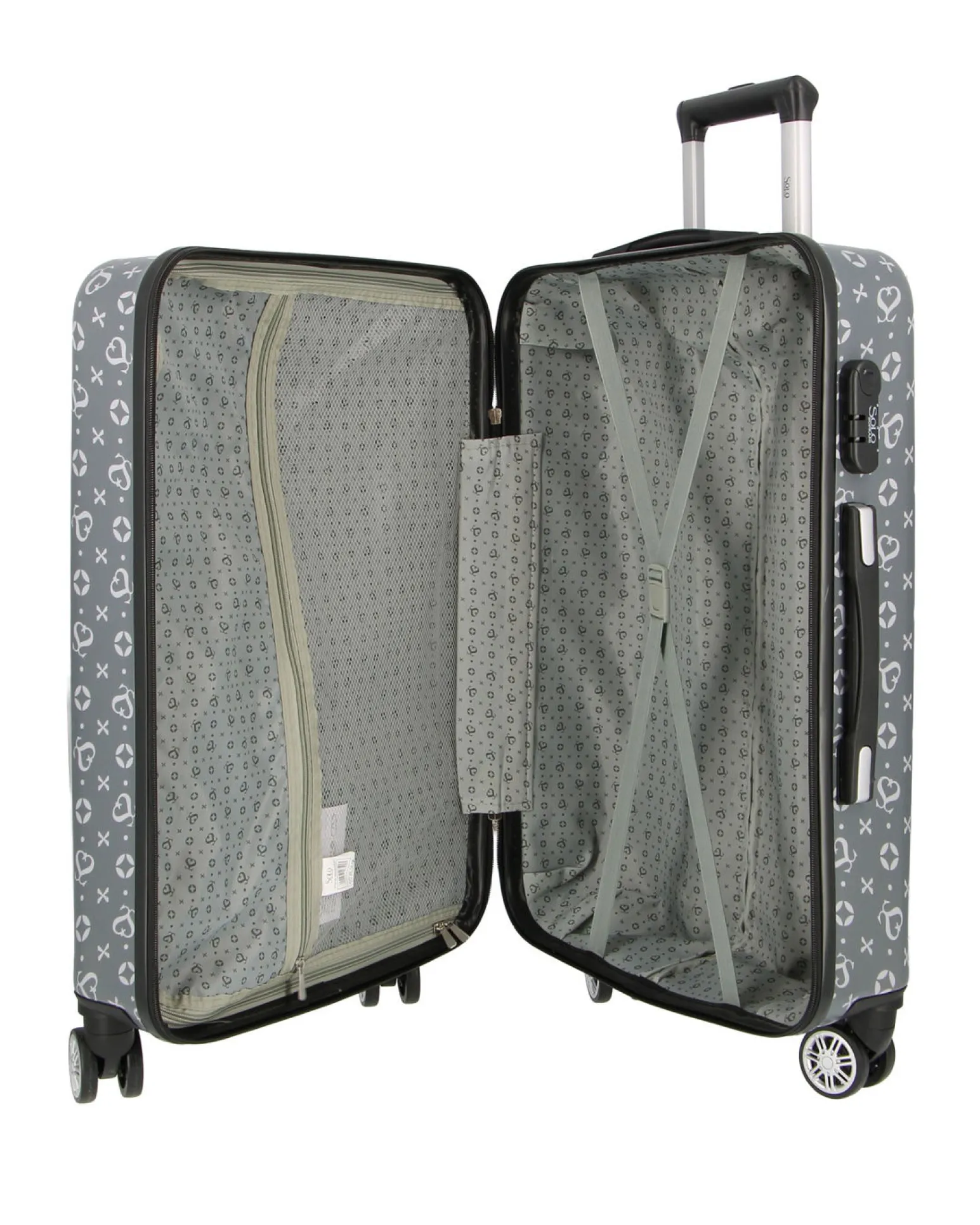 SOLO SOPRANI - TROLLEY GRIGIO LOGGATO IN ABS 4 RUOTE