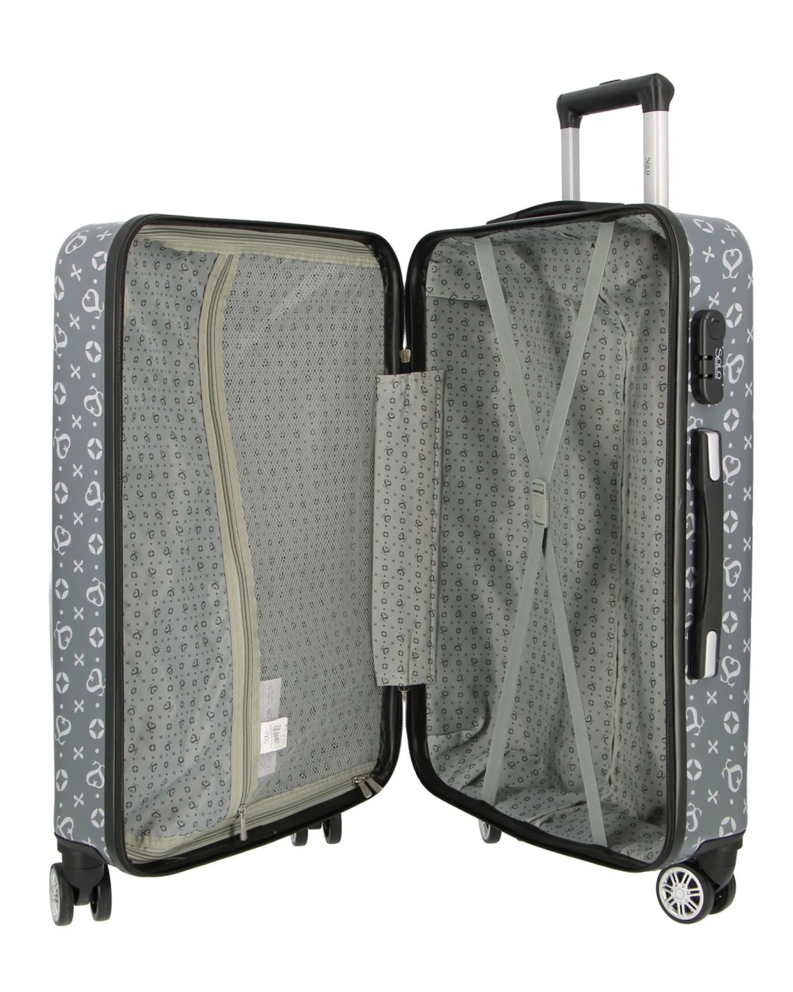 SOLO SOPRANI - TROLLEY GRIGIO SCURO LOGGATO IN ABS 4 RUOTE