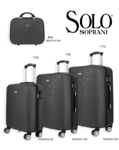 SOLO SOPRANI - TROLLEY NERO IN ABS 4 RUOTE DOPPIE CON STAMPA LOGO