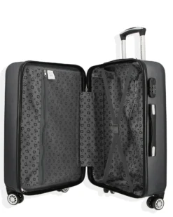 SOLO SOPRANI - TROLLEY NERO IN ABS 4 RUOTE DOPPIE CON STAMPA LOGO