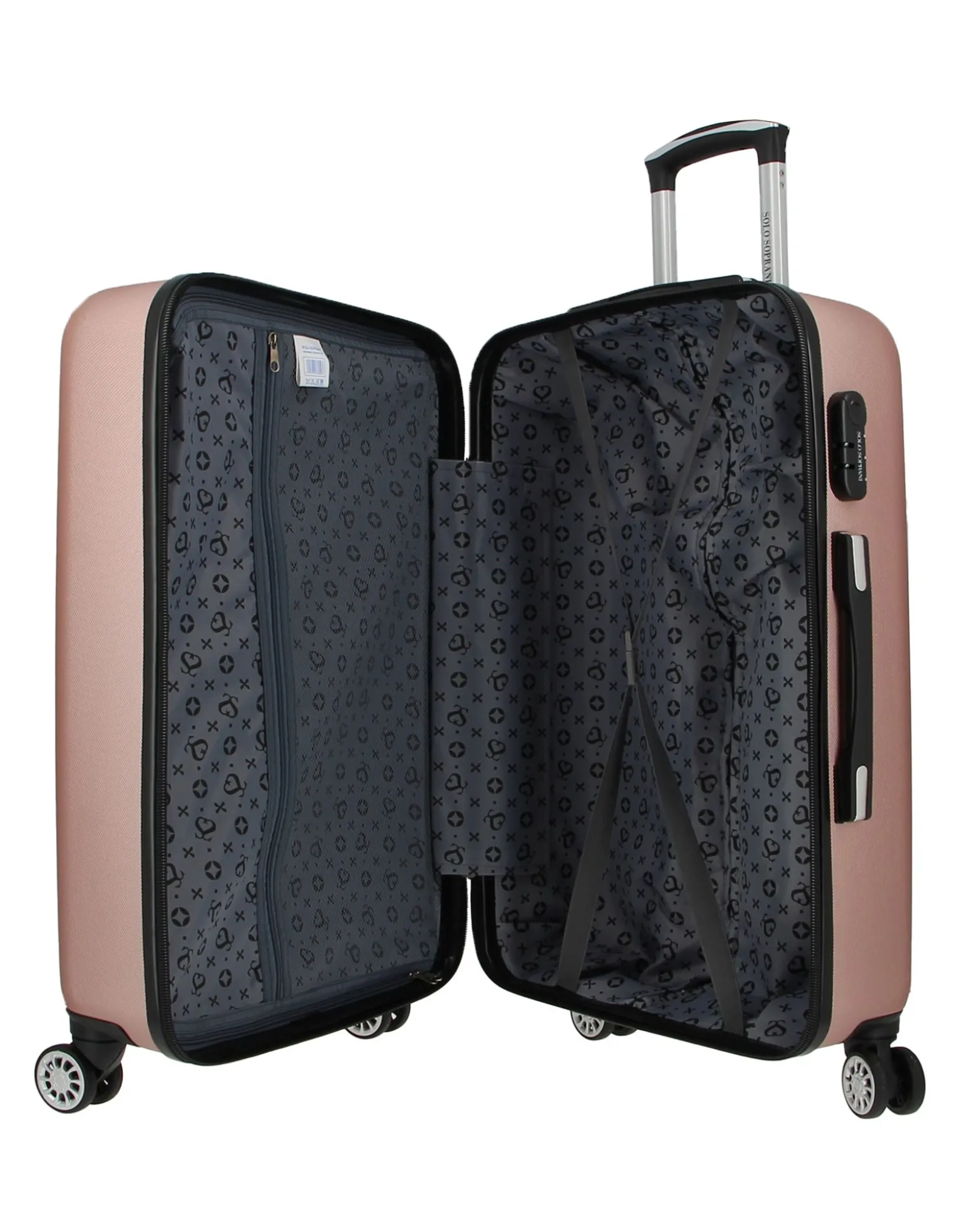 SOLO SOPRANI - TROLLEY ROSE GOLD IN ABS 4 RUOTE DOPPIE CON STAMPA LOGO