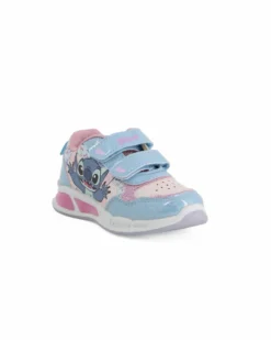 STITCH - Sneakers celeste e rosa da bambina con luci e strappi