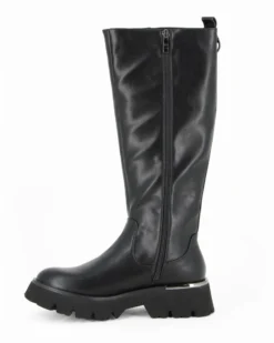 SUPER RIFLE - Stivale nero con suola track e zip laterale, tacco 5CM