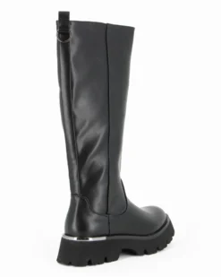 SUPER RIFLE - Stivale nero con suola track e zip laterale, tacco 5CM
