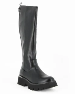 SUPER RIFLE - Stivale nero con suola track e zip laterale, tacco 5CM