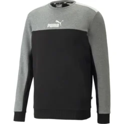 SWEAT ESS+BLOCK CREW TR GREY-BLACK