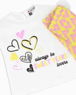 SWEET YEARS - Completo mezza manica verde lime neonata 12-30 mesi in cotone