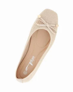 TATOO - Ballerina beige intrecciata con fiocco