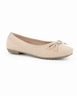 TATOO - Ballerina beige intrecciata con fiocco