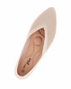 TATOO - Ballerina beige intrecciata a punta