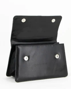 TATOO - Borsa a tracolla nera con un manico, tasca interna e patta - MADE IN ITALY