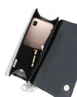 TATOO - Borsa a tracolla nera con un manico, tasca interna  e patta - MADE IN ITALY
