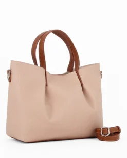 TATOO- Borsa beige a mano con tracolla rimovibile- MADE IN ITALY