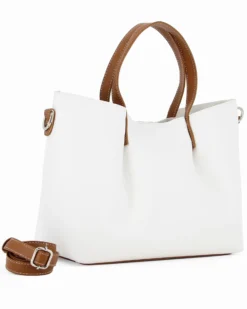 TATOO- Borsa bianca a mano con tracolla rimovibile- MADE IN ITALY