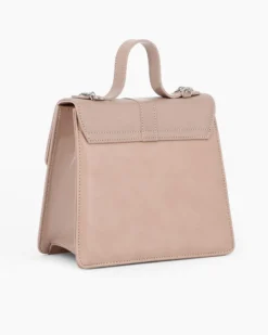 TATOO - Borsa nude un manico con patta e tracolla, MADE IN ITALY