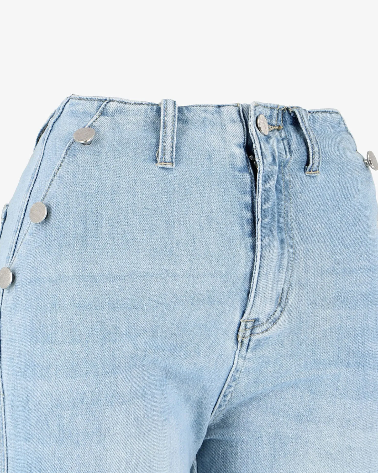 TATOO - JEANS DONNA WIDE LEG CON FINTI BOTTONI LATERALI