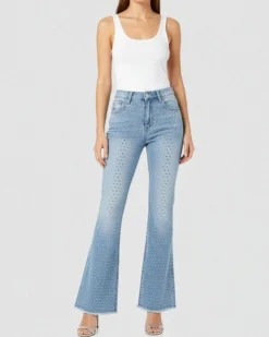 TATOO - JEANS FLARE DA DONNA ELASTICIZZATI CON STRASS