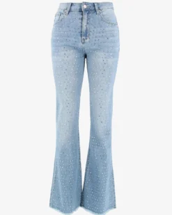 TATOO - JEANS FLARE DA DONNA ELASTICIZZATI CON STRASS